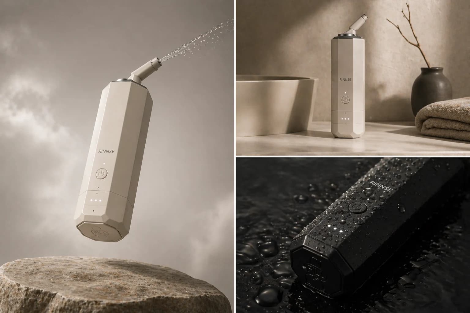 RINNSE bærbar elektrisk bidet: leviterende produkt med vandstråle, badeværelse og vandtæt Noir-farve