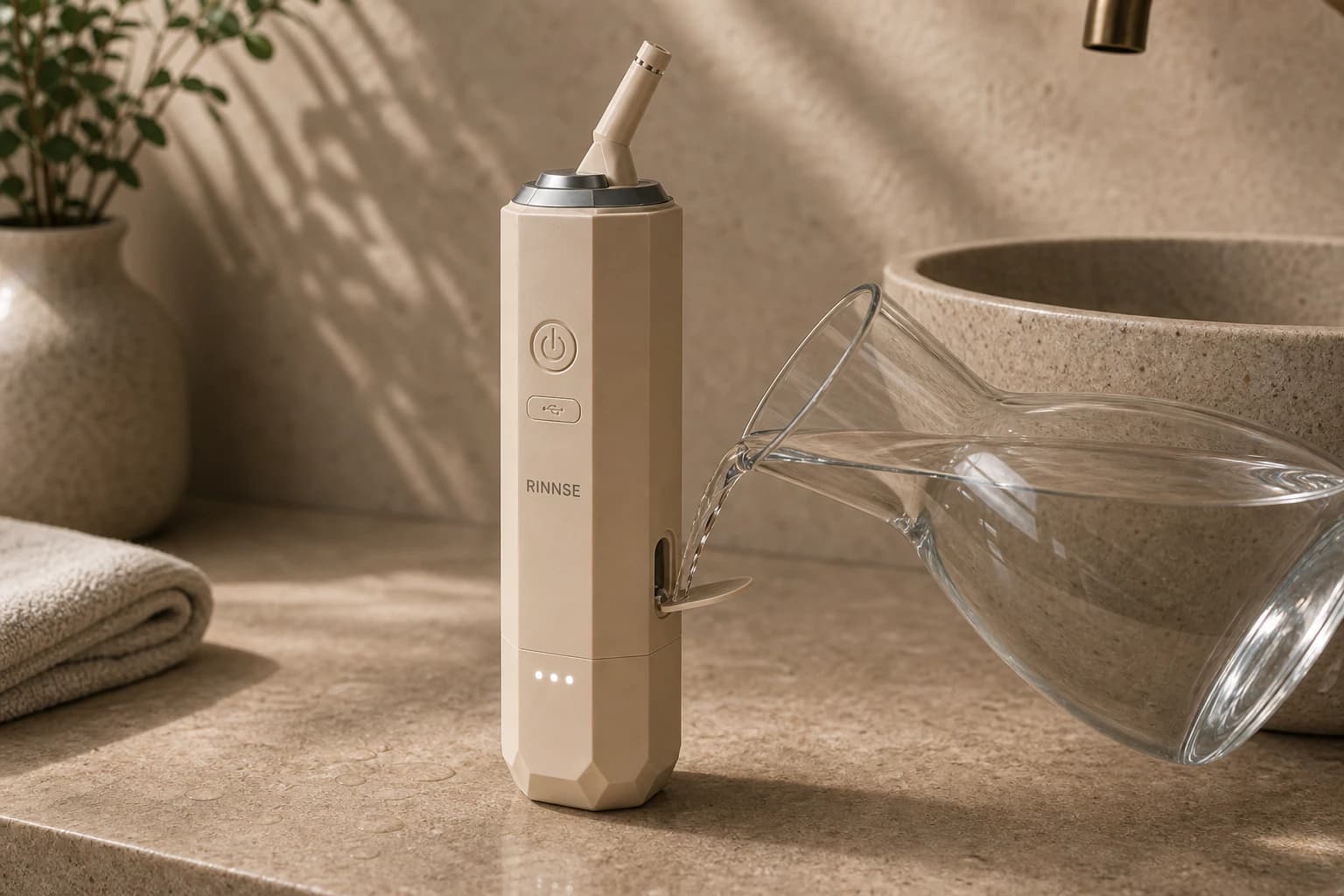 Trin 1: påfyld RINNSE bærbar bidet med vand fra siden